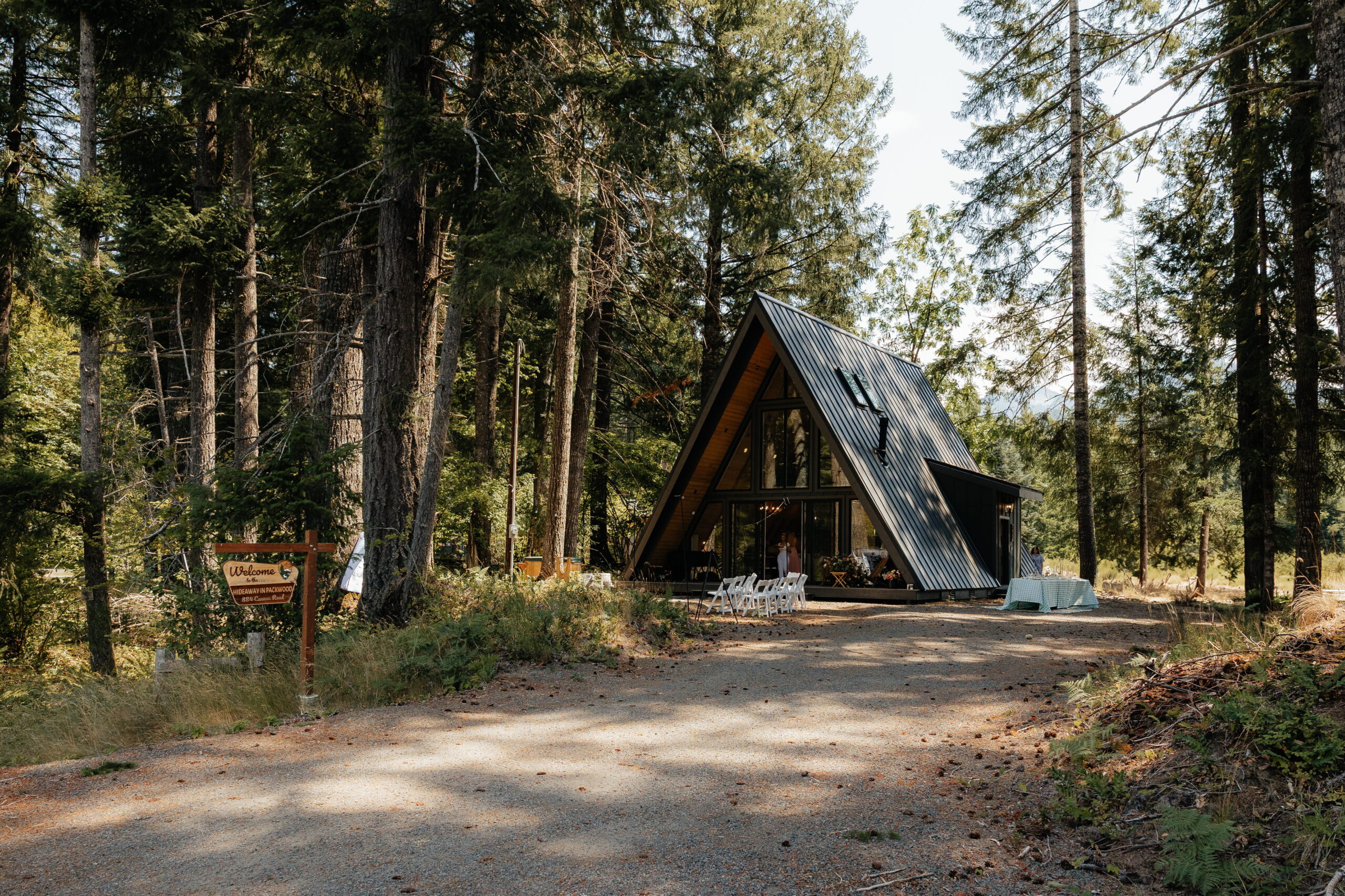 A-frame wedding cabin near Mt Rainier National Park.